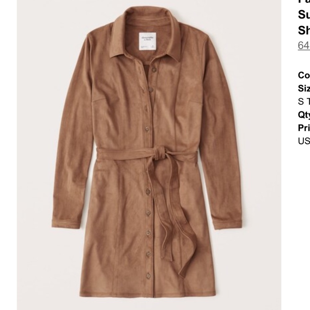 Faux suede shirt dress